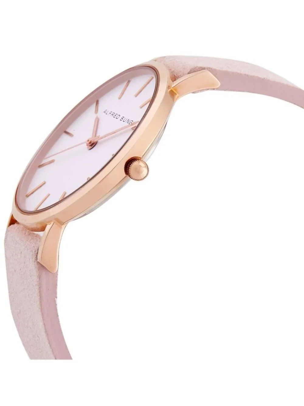 NWT Alfred Sung Ultra Slim Quartz White Dial Watch